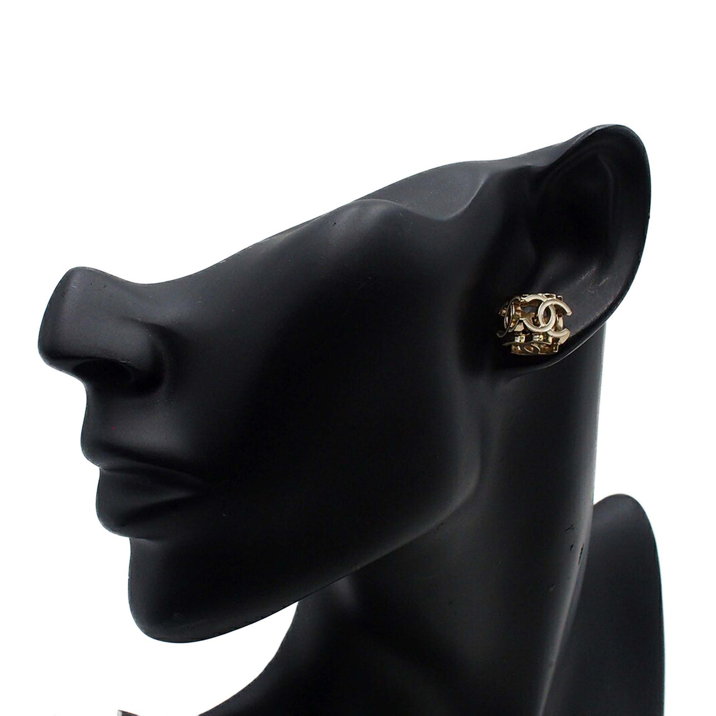 Triple CC Gold Plated Enamel Push Back Earrings - Image 7