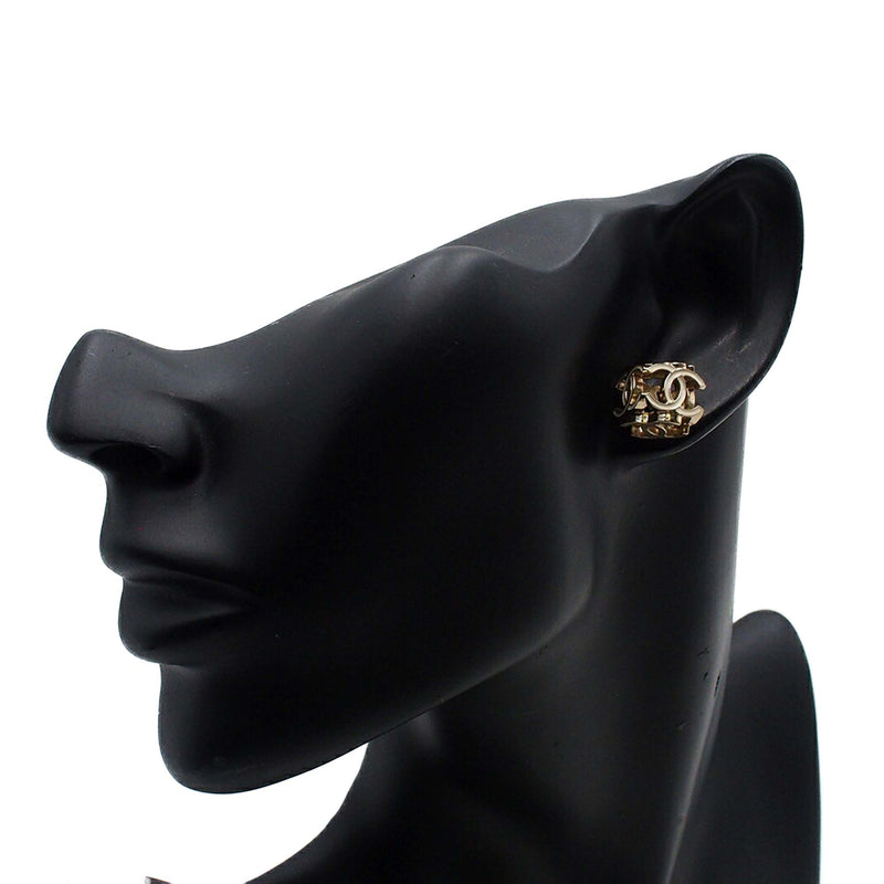 Triple CC Gold Plated Enamel Push Back Earrings