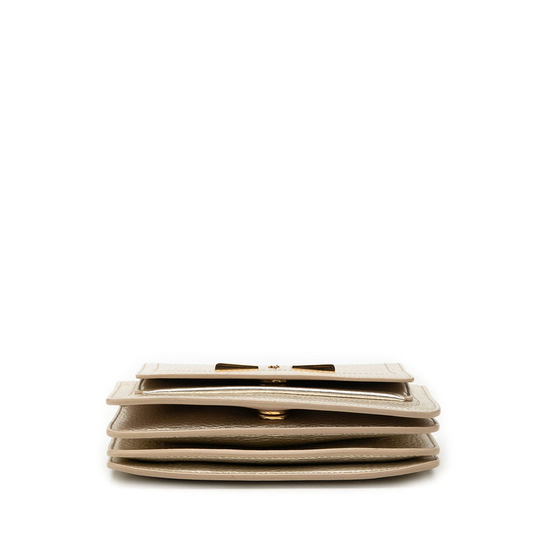 Small Metallic Leather Ginevra Shoulder Bag - Image 3