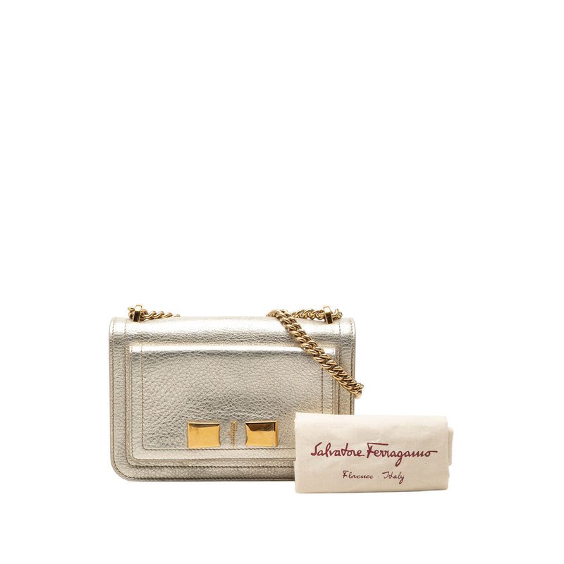 Small Metallic Leather Ginevra Shoulder Bag - Image 8
