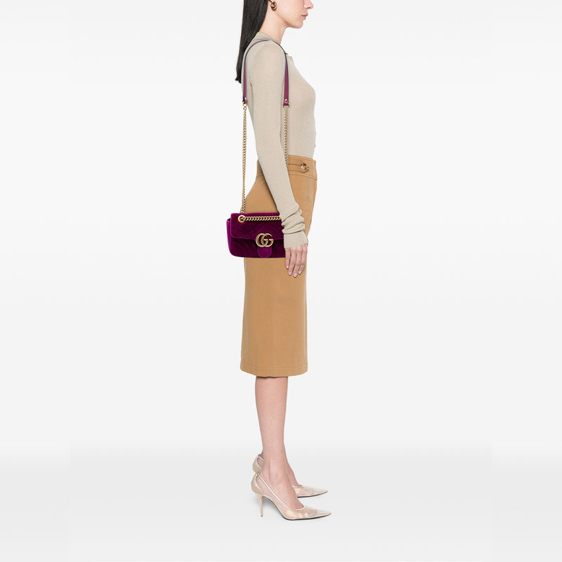 Small GG Marmont Matelasse Velvet Shoulder Bag - Image 7