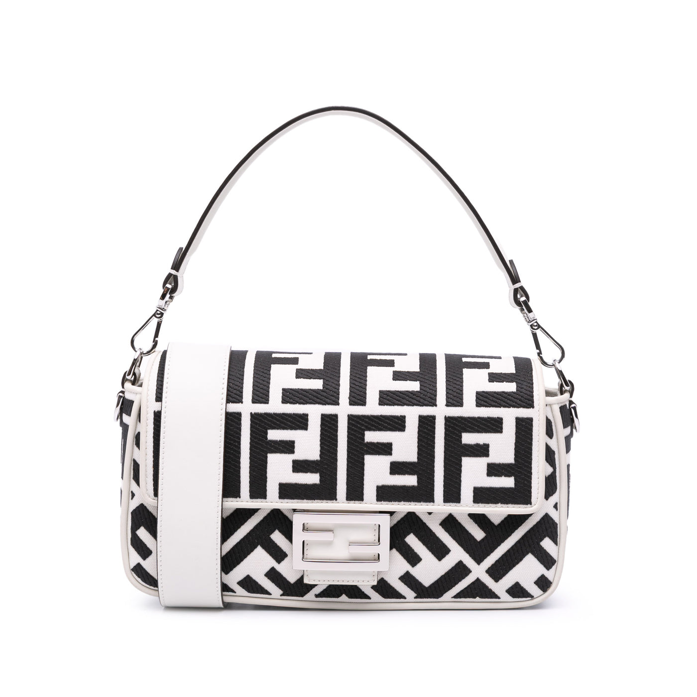 Zucca Embroidered Canvas Baguette Satchel - Image 1