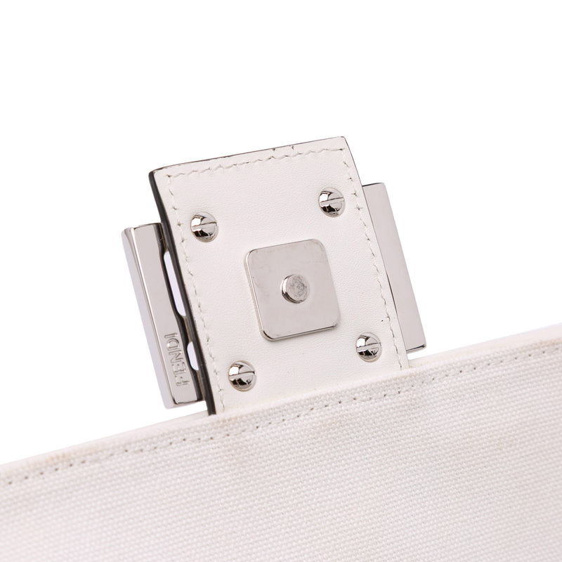 Zucca Embroidered Canvas Baguette Satchel - Image 7