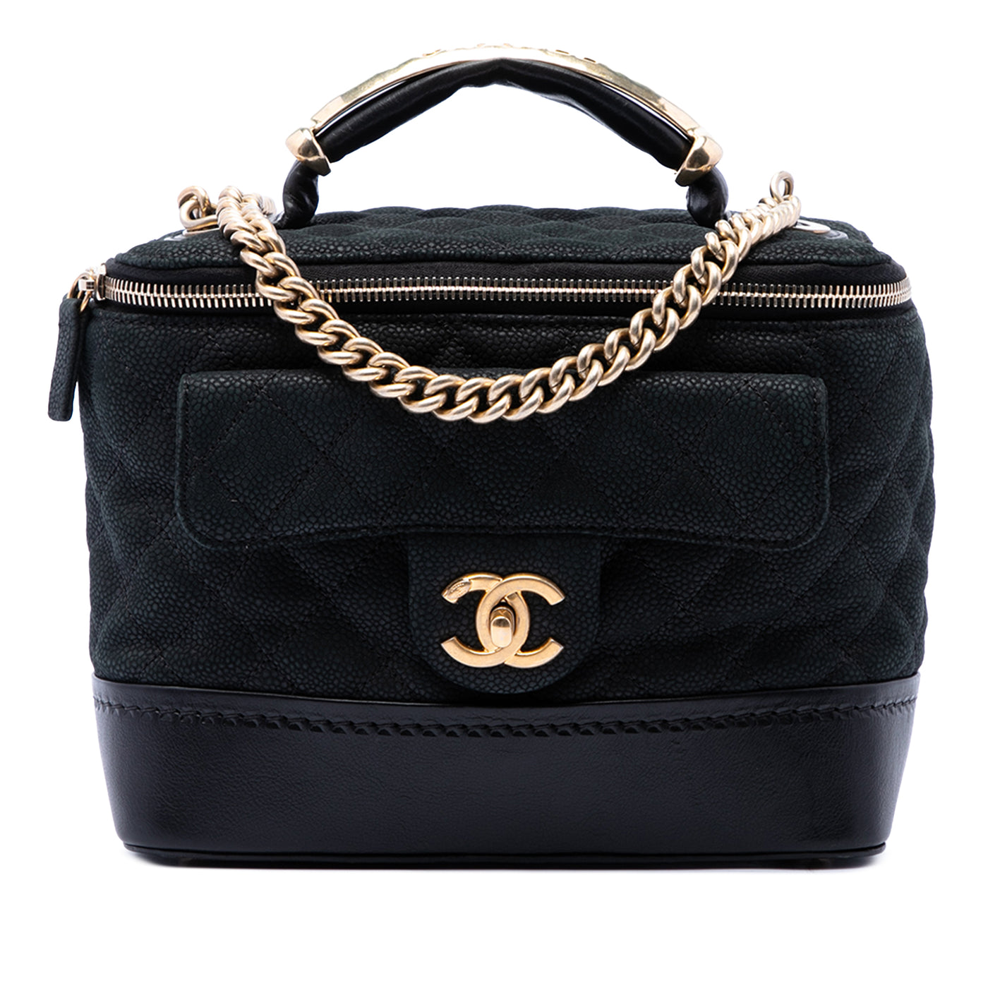 Quilted Iridescent Caviar Globe Trotter Vanity with Chain - Image 1