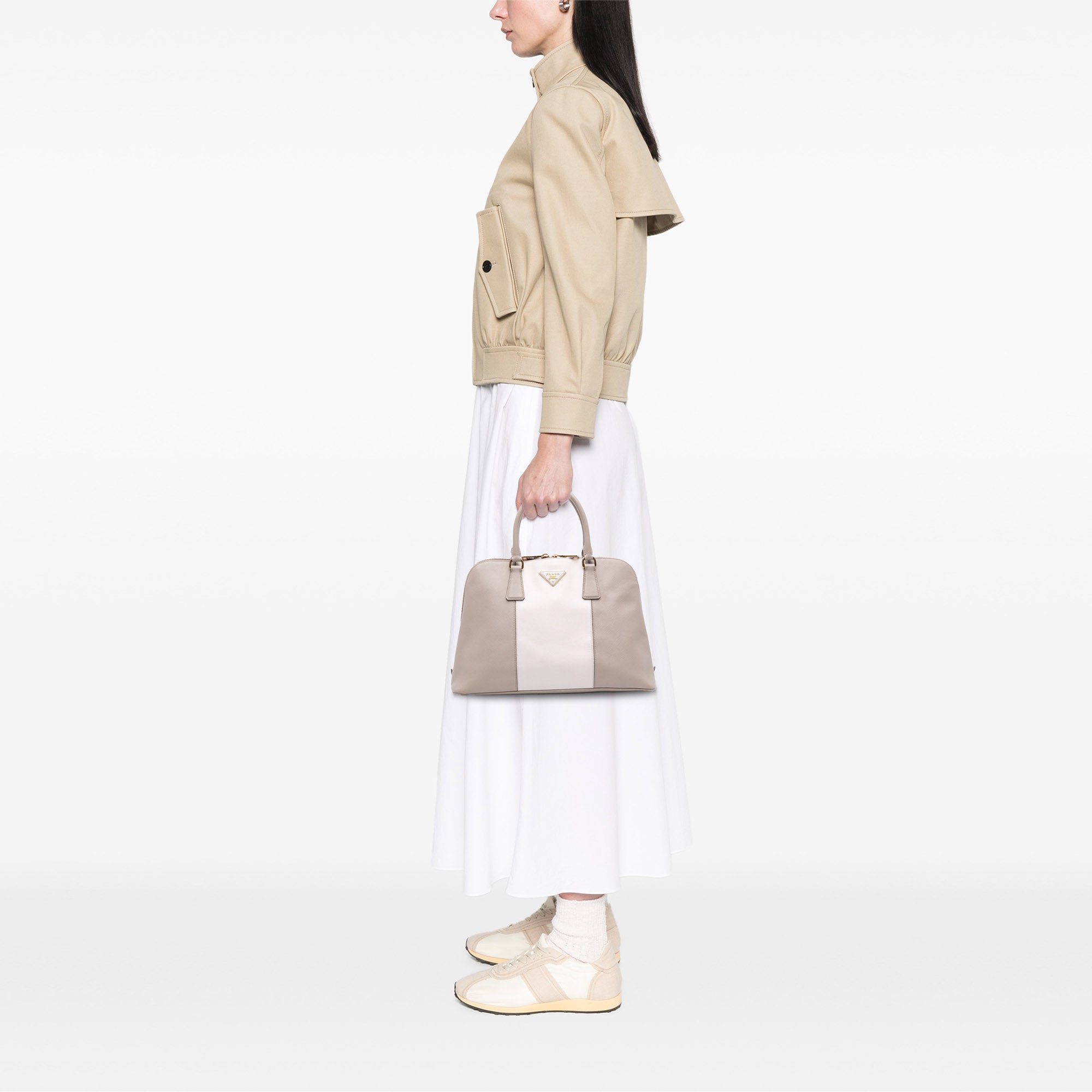 Medium Bicolor Saffiano Lux Promenade Satchel - Image 11