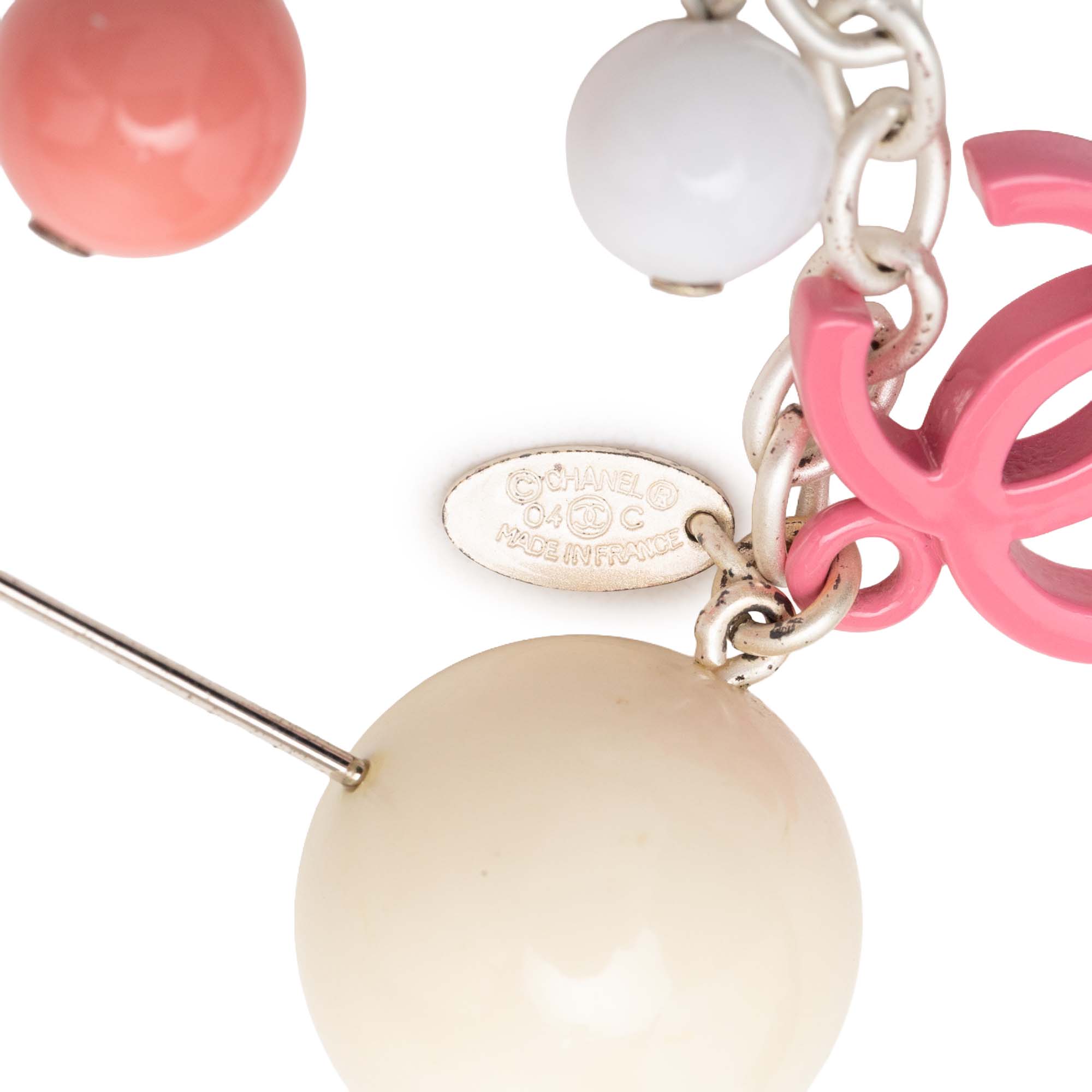 Silver Plated Resin CC Charm Pin Brooch - Image 3