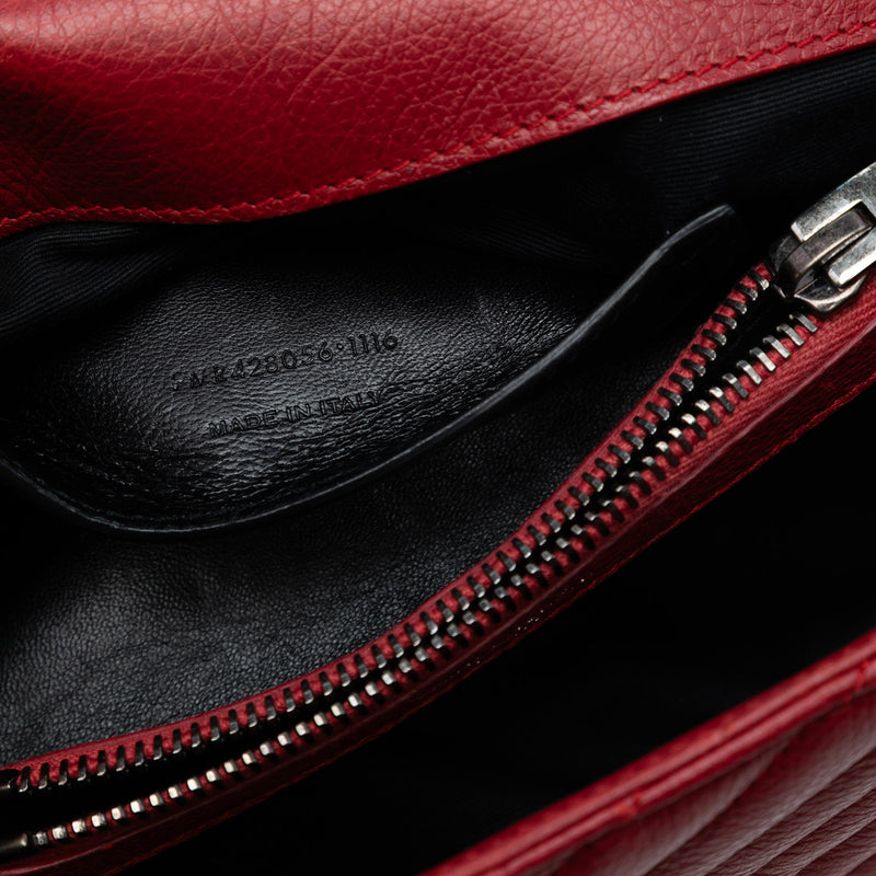 Medium Chevron Sheepskin Monogram College Satchel - Image 6