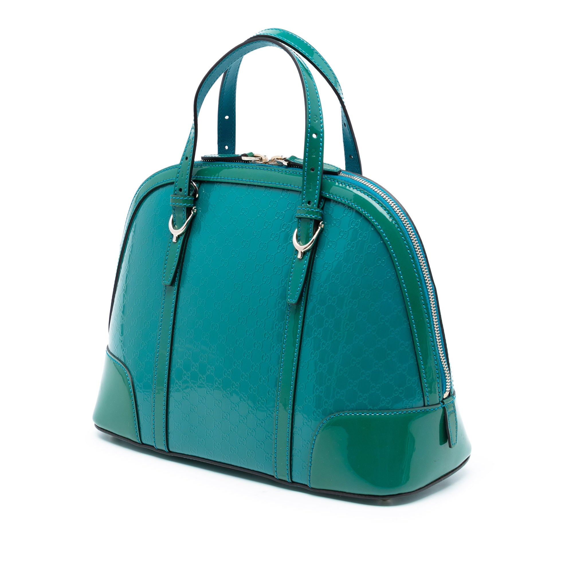 Small Microguccissima Bicolor Patent Nice Dome Satchel - Image 2