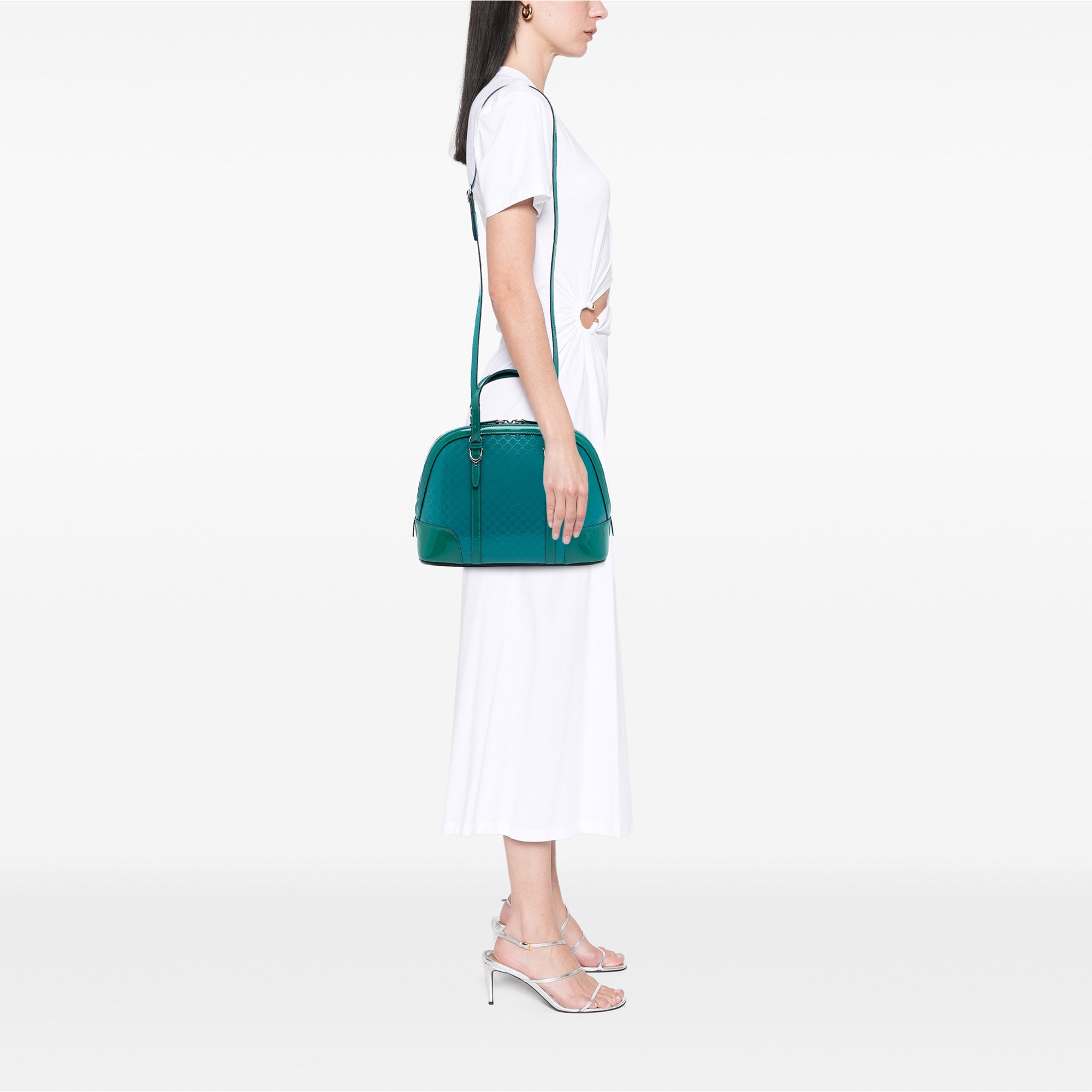 Small Microguccissima Bicolor Patent Nice Dome Satchel - Image 7