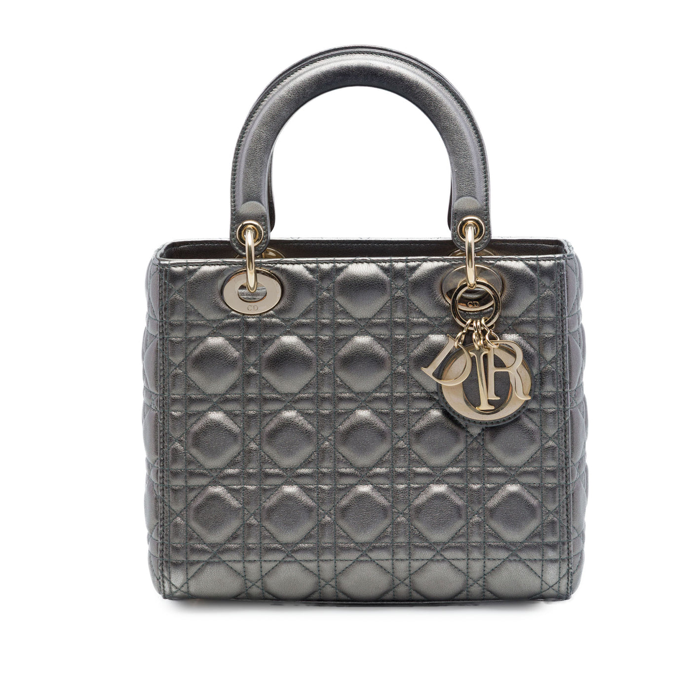 Medium Metallic Lambskin Cannage Lady Dior - Image 1