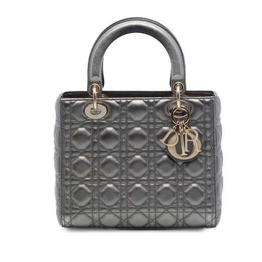Medium Metallic Lambskin Cannage Lady Dior - Image 1