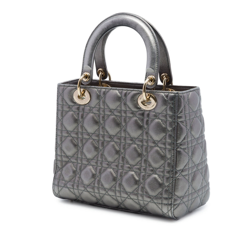 Medium Metallic Lambskin Cannage Lady Dior - Image 2