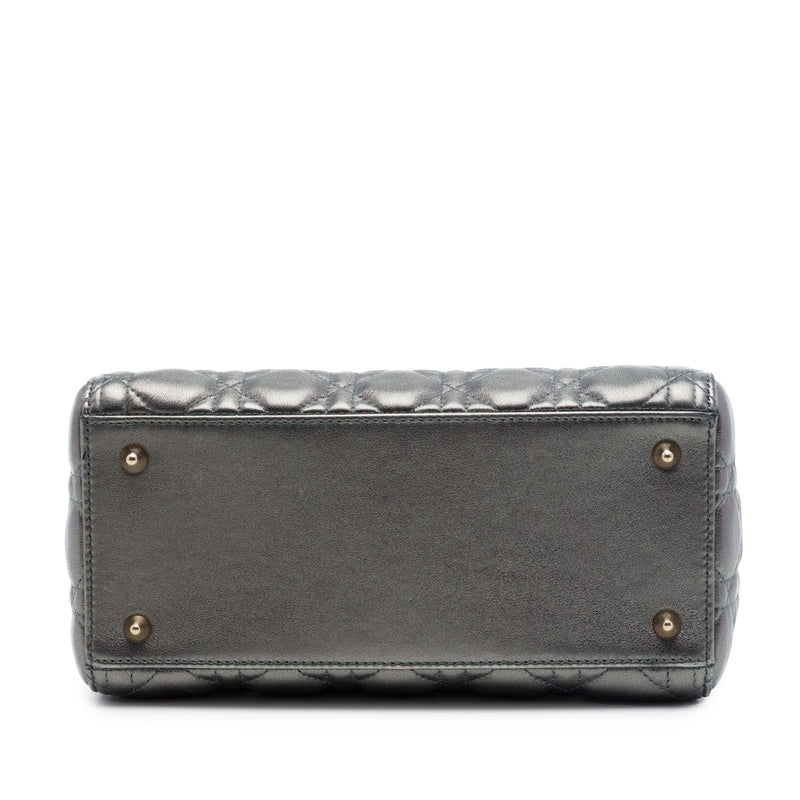 Medium Metallic Lambskin Cannage Lady Dior - Image 3