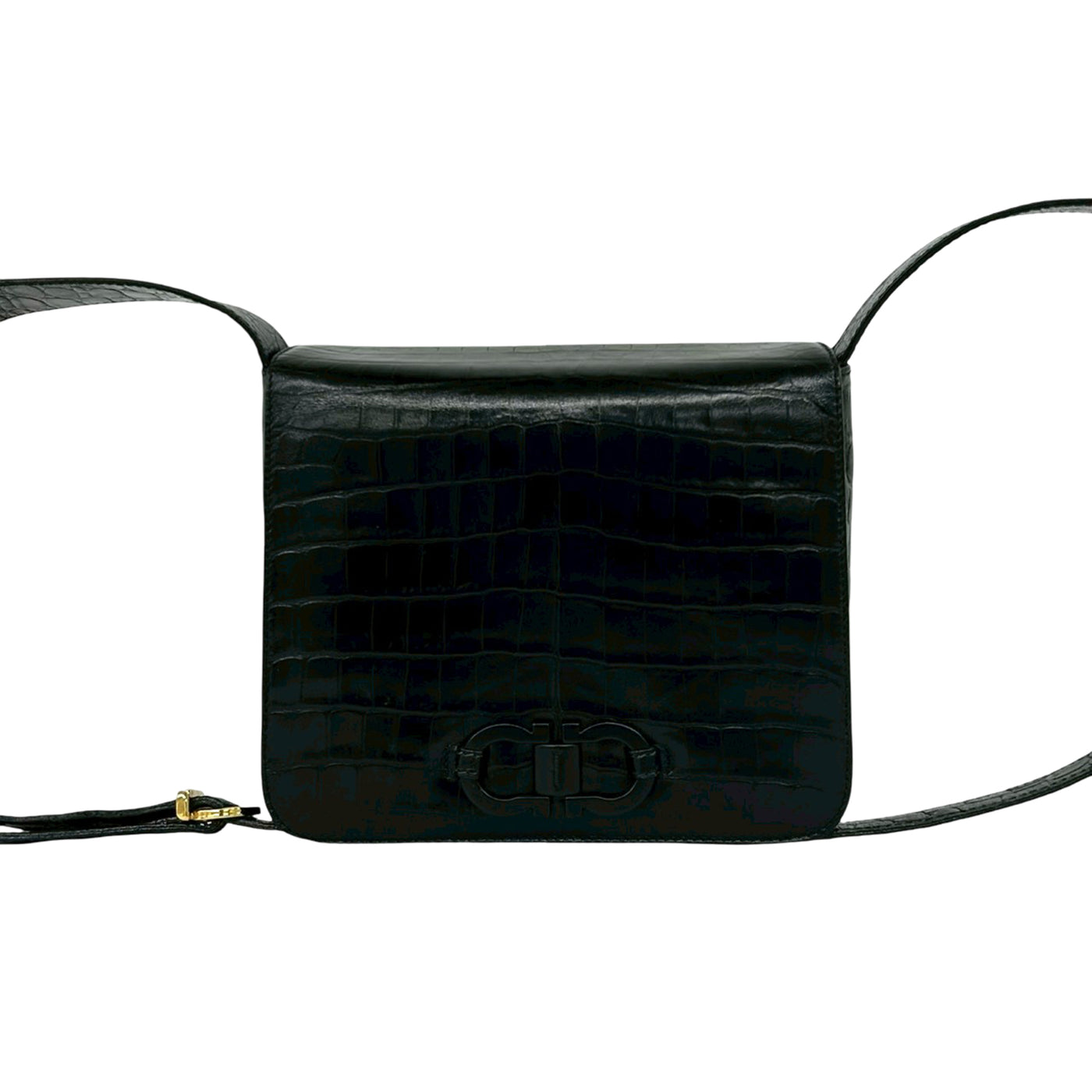 Croc Embossed Leather Gancini Crossbody - Image 1