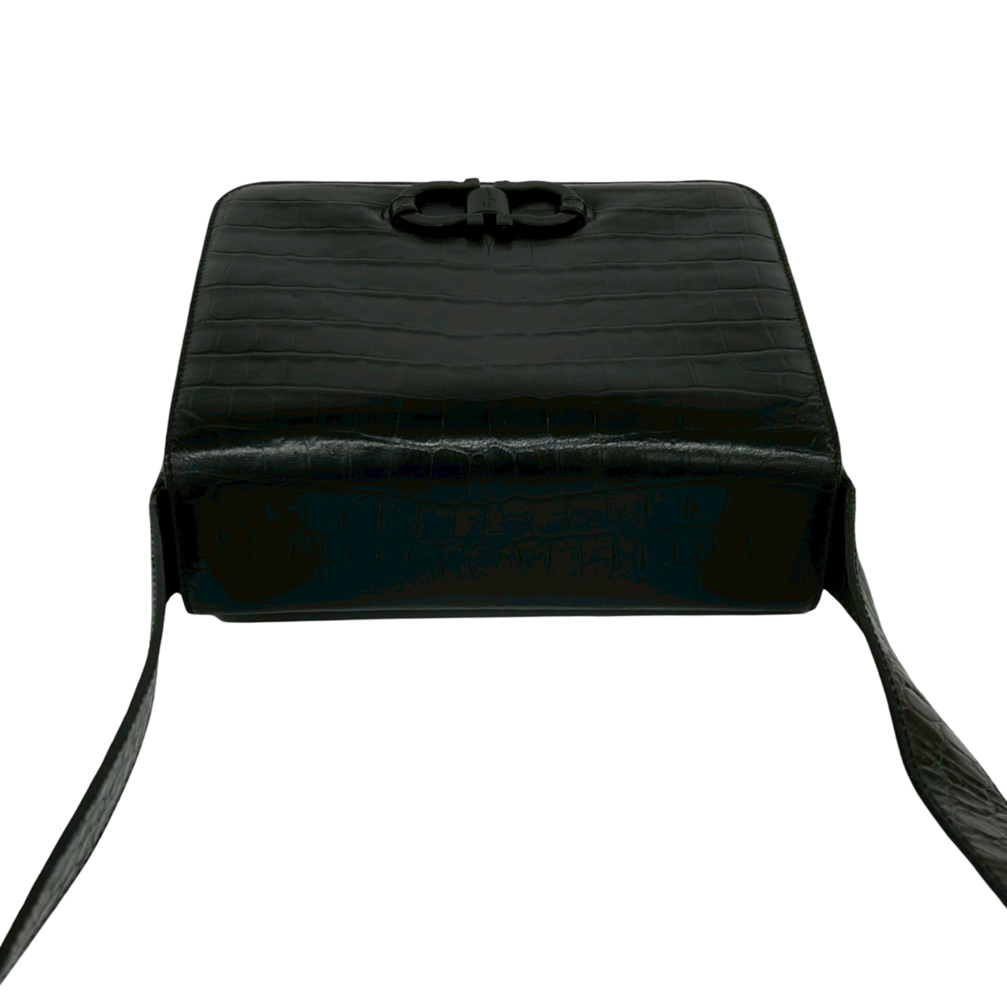 Croc Embossed Leather Gancini Crossbody - Image 3