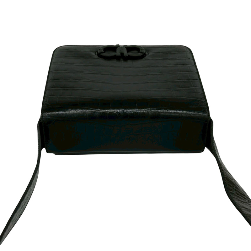 Croc Embossed Leather Gancini Crossbody - Image 3