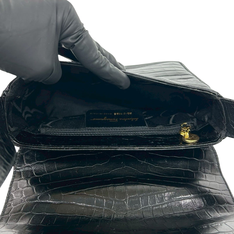 Croc Embossed Leather Gancini Crossbody - Image 4