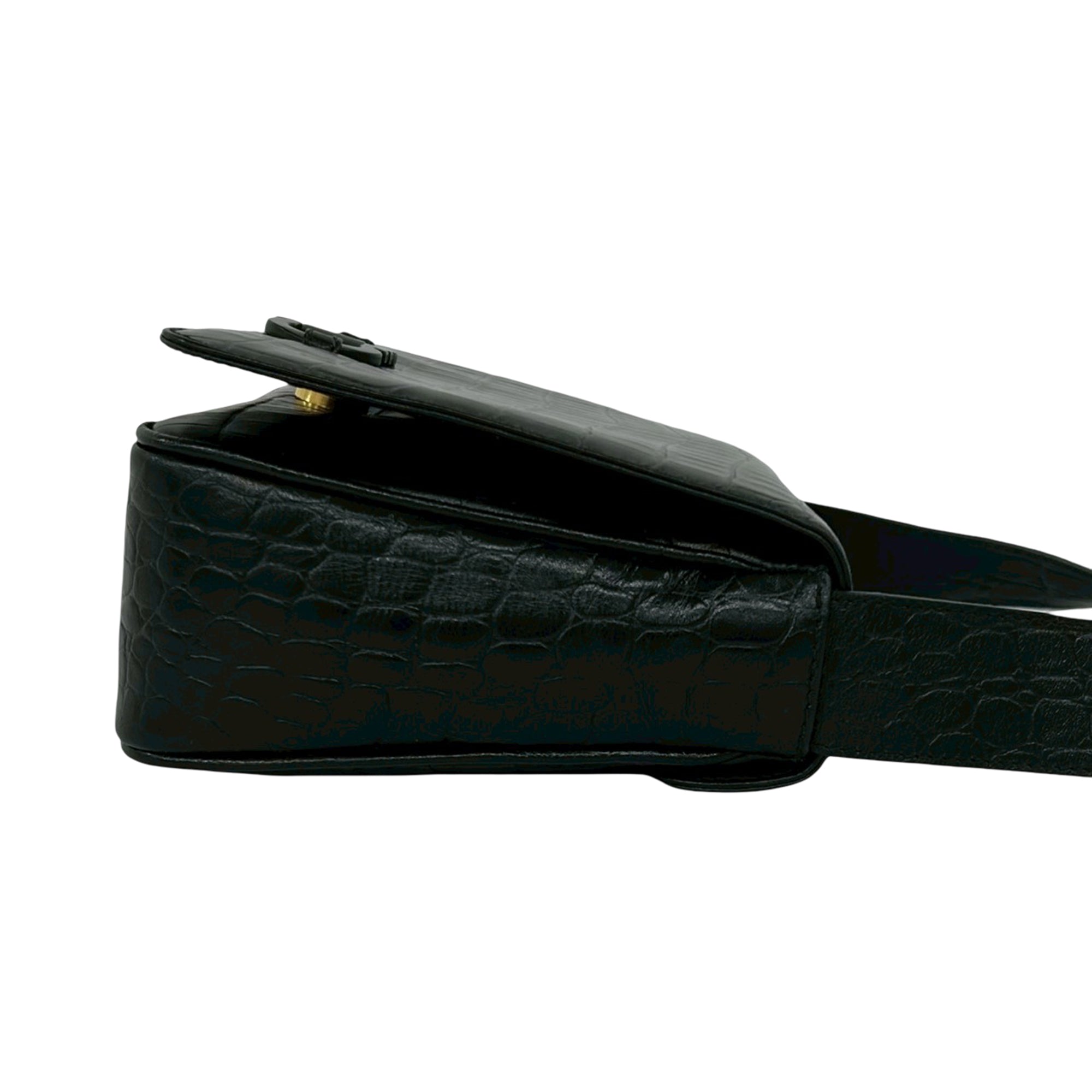 Croc Embossed Leather Gancini Crossbody - Image 7