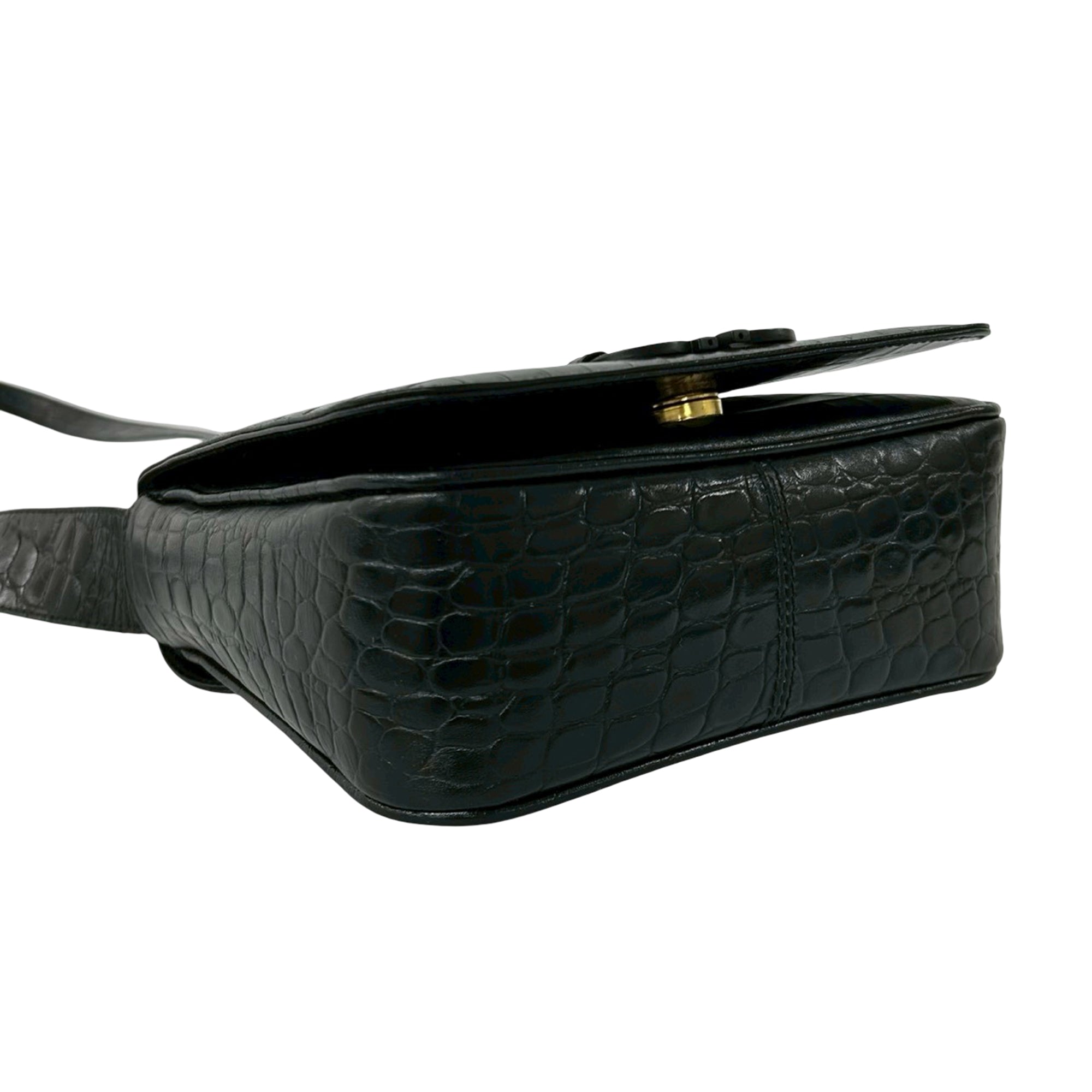 Croc Embossed Leather Gancini Crossbody - Image 8