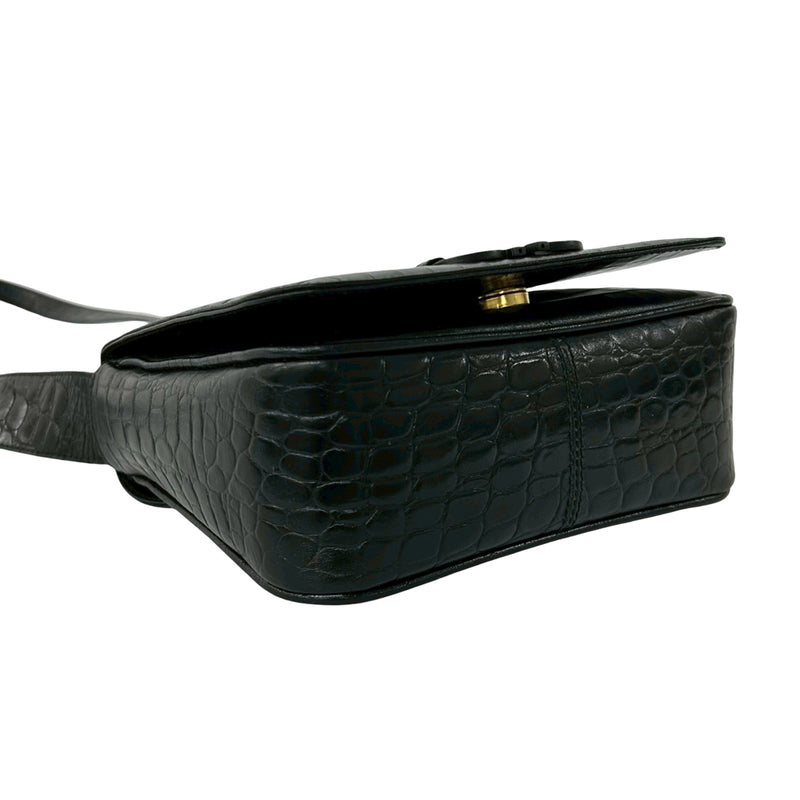 Croc Embossed Leather Gancini Crossbody - Image 8