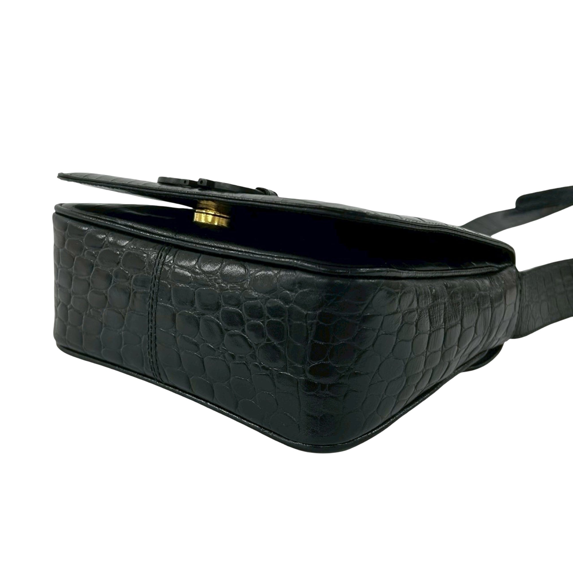 Croc Embossed Leather Gancini Crossbody - Image 9