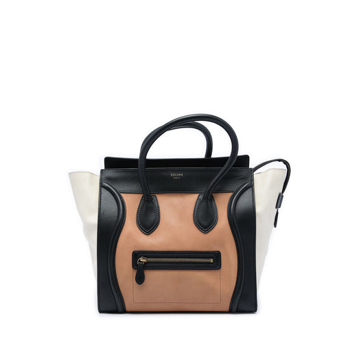 Mini Tricolor Leather Luggage Tote - Image 1