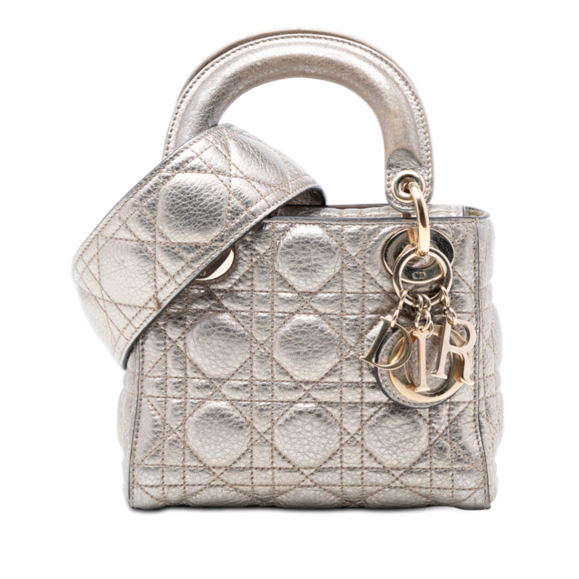 Mini Metallic Calfskin Cannage Supple Lady Dior - Image 1