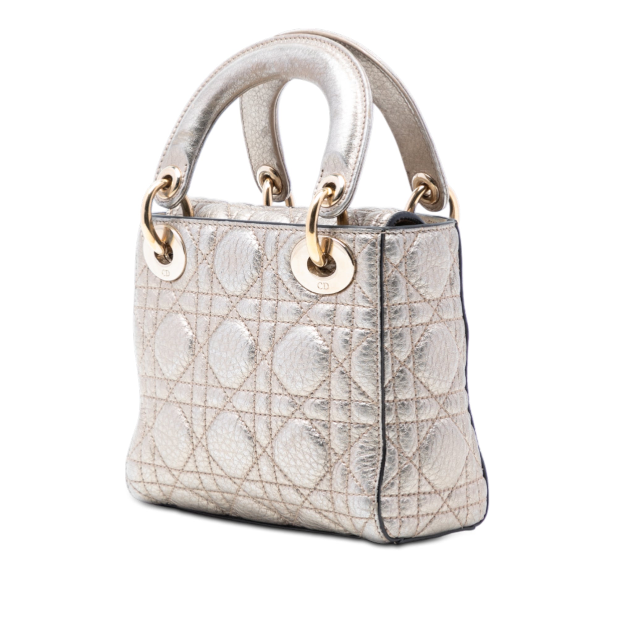 Mini Metallic Calfskin Cannage Supple Lady Dior - Image 2