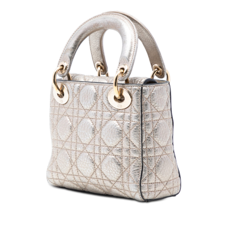 Mini Metallic Calfskin Cannage Supple Lady Dior - Image 2