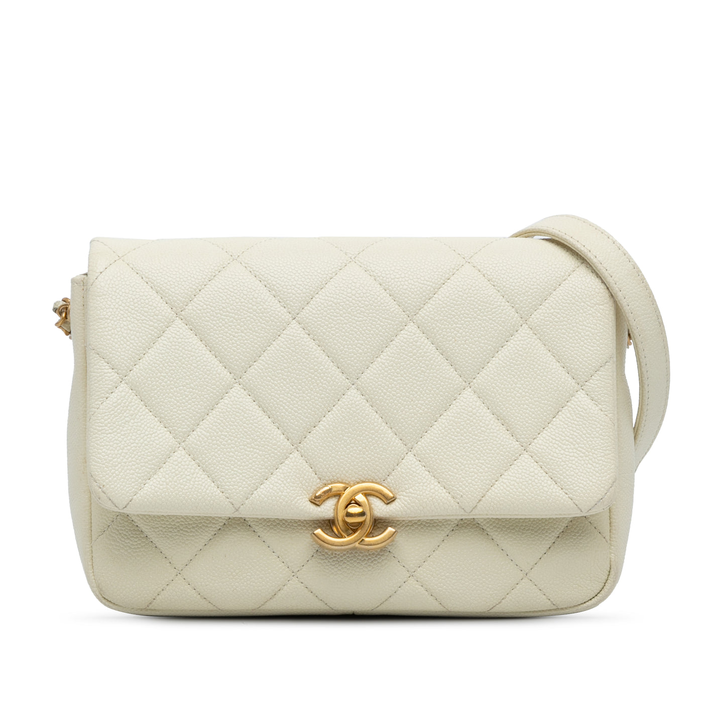 Small Quilted Caviar Chain Melody Flap - Image 1