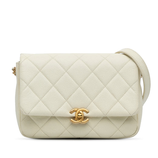 Small Quilted Caviar Chain Melody Flap - Image 1