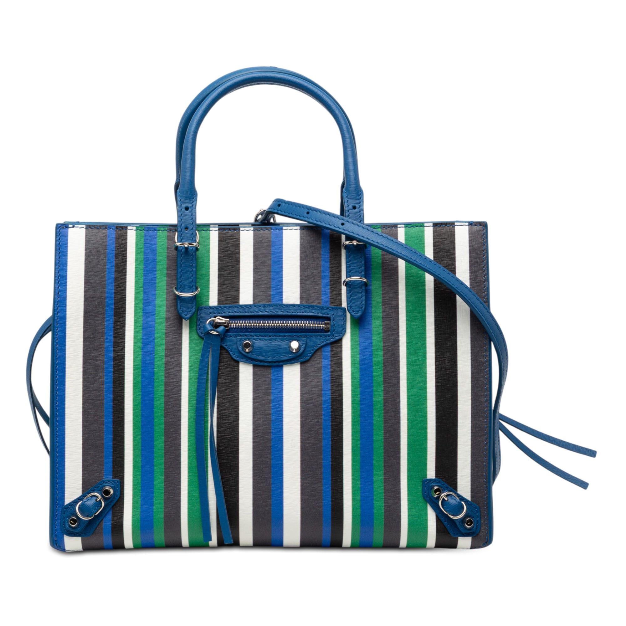 Mini Leather Striped Papier A6 Zip Around Satchel - Image 1