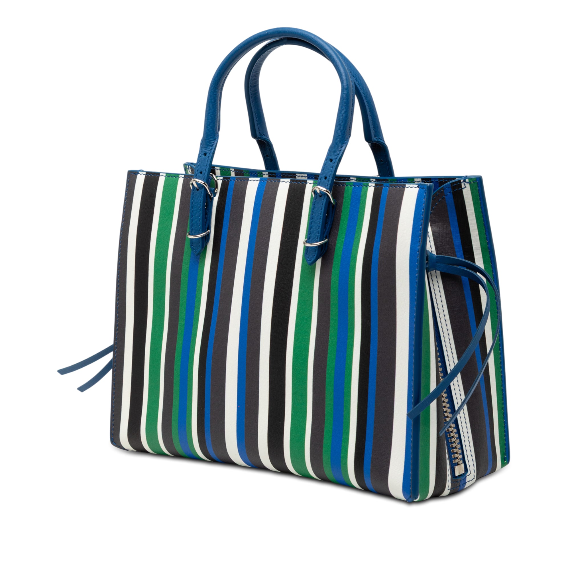 Mini Leather Striped Papier A6 Zip Around Satchel - Image 2