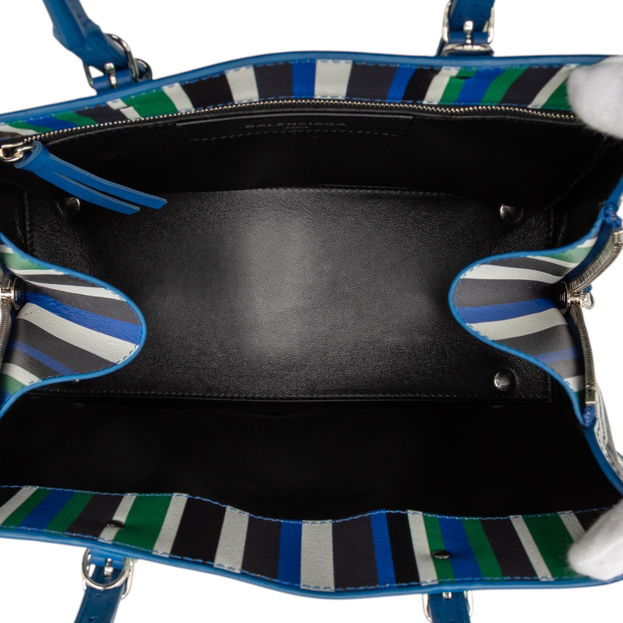 Mini Leather Striped Papier A6 Zip Around Satchel - Image 4