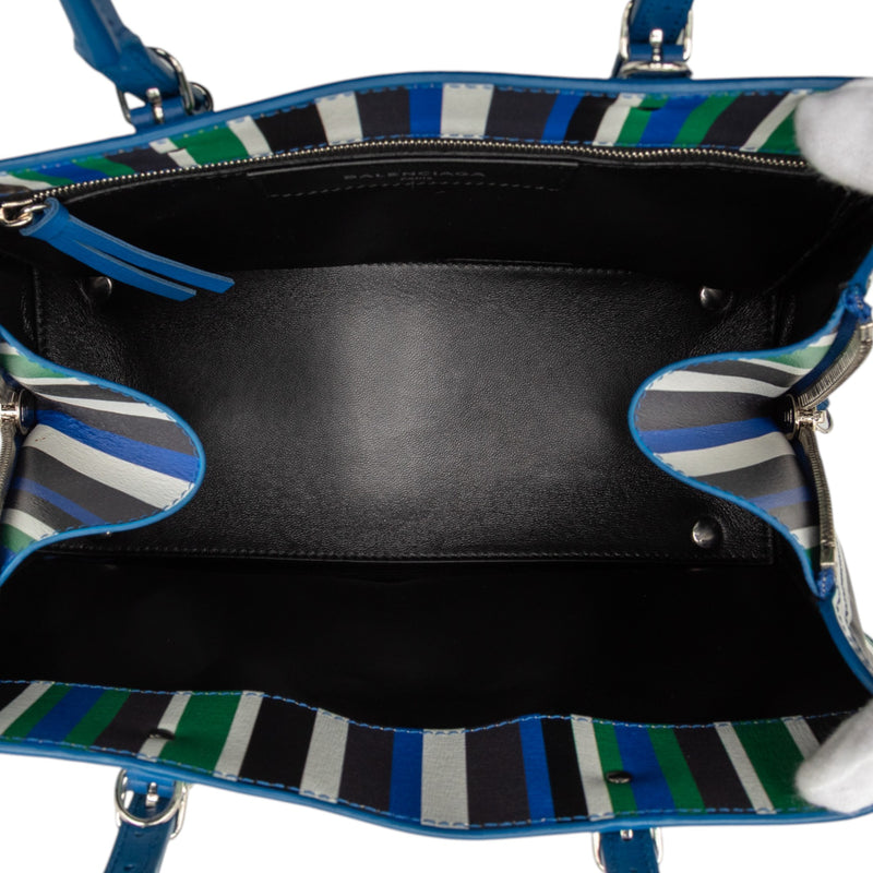 Mini Leather Striped Papier A6 Zip Around Satchel - Image 4