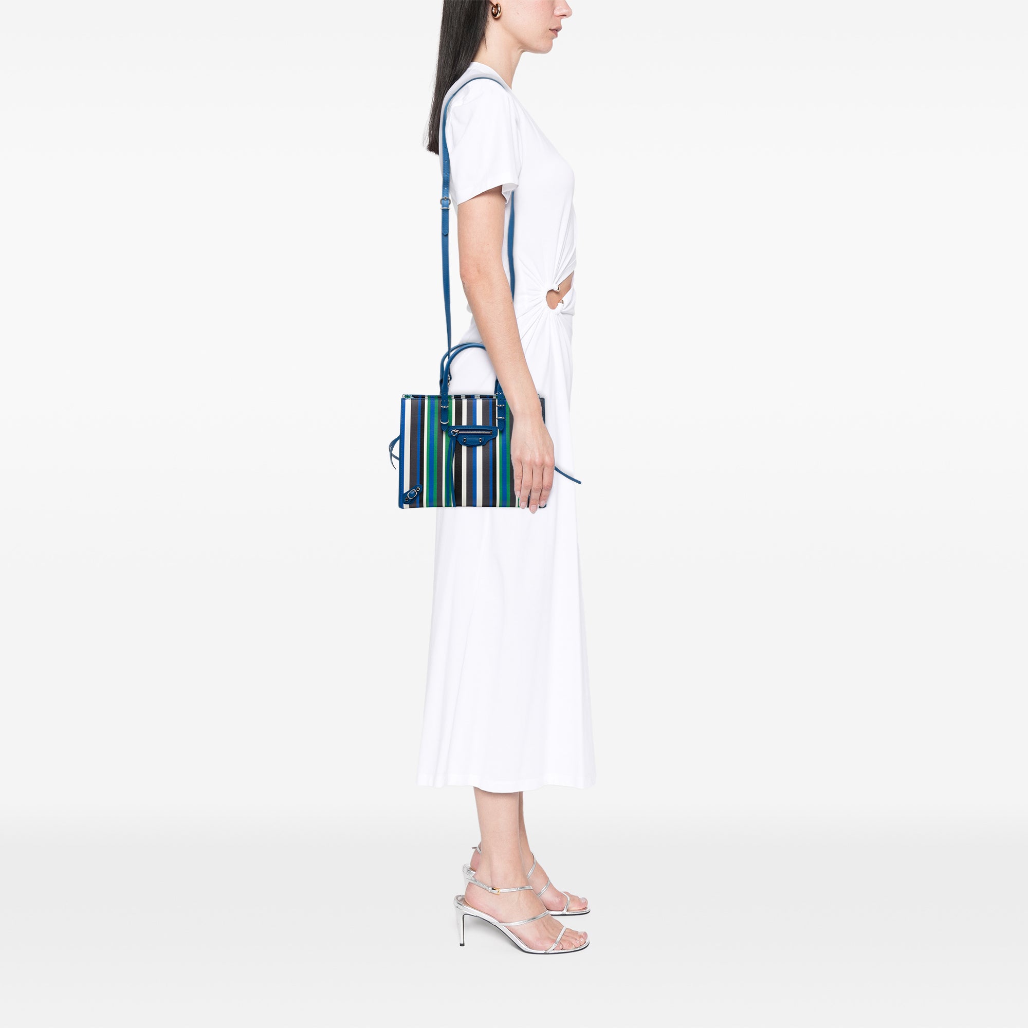 Mini Leather Striped Papier A6 Zip Around Satchel - Image 7