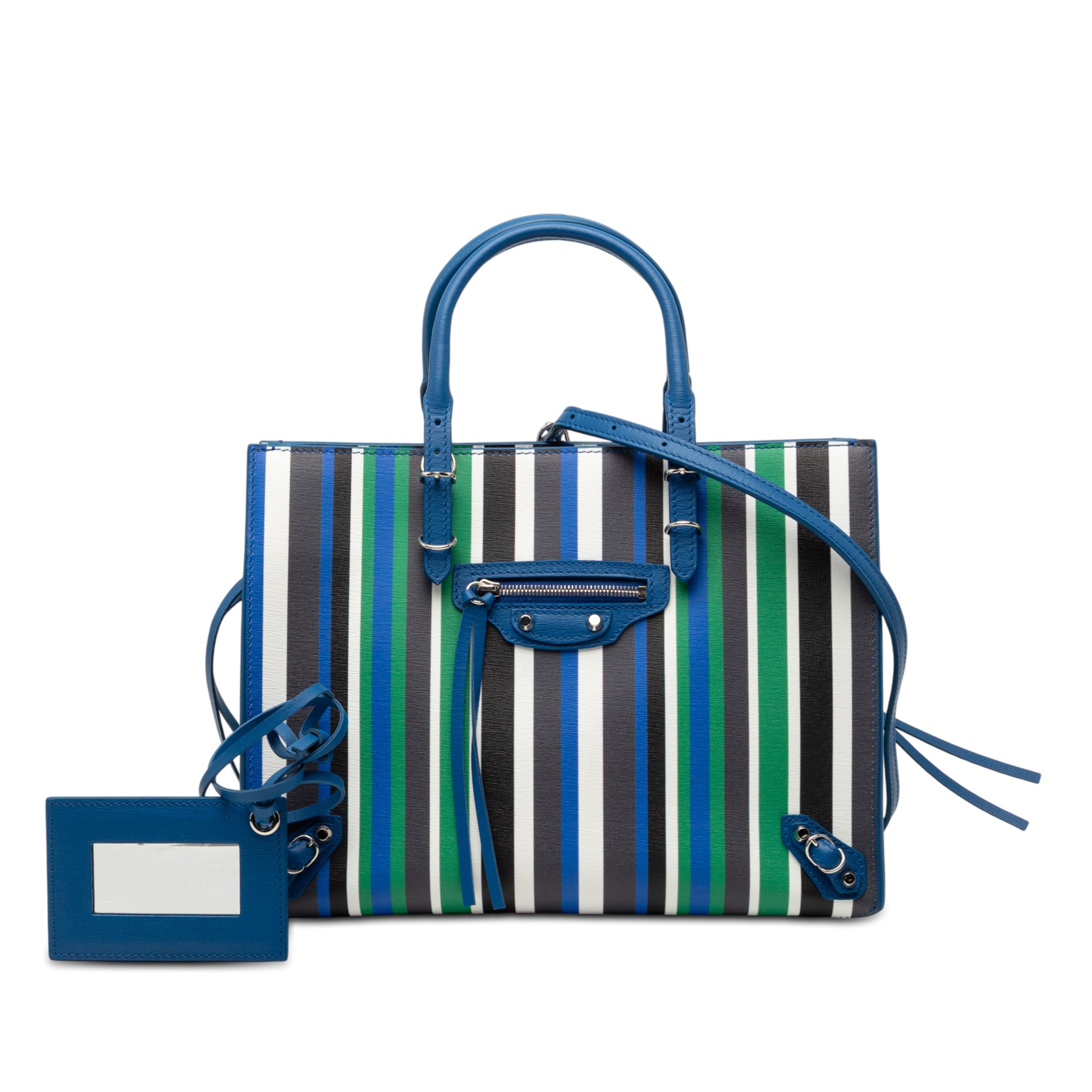Mini Leather Striped Papier A6 Zip Around Satchel - Image 8