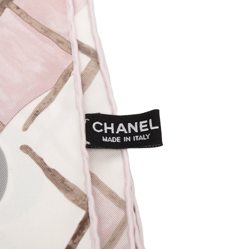 CC Camellia and Quilted Printed Silk Scarf 90 - Image 3