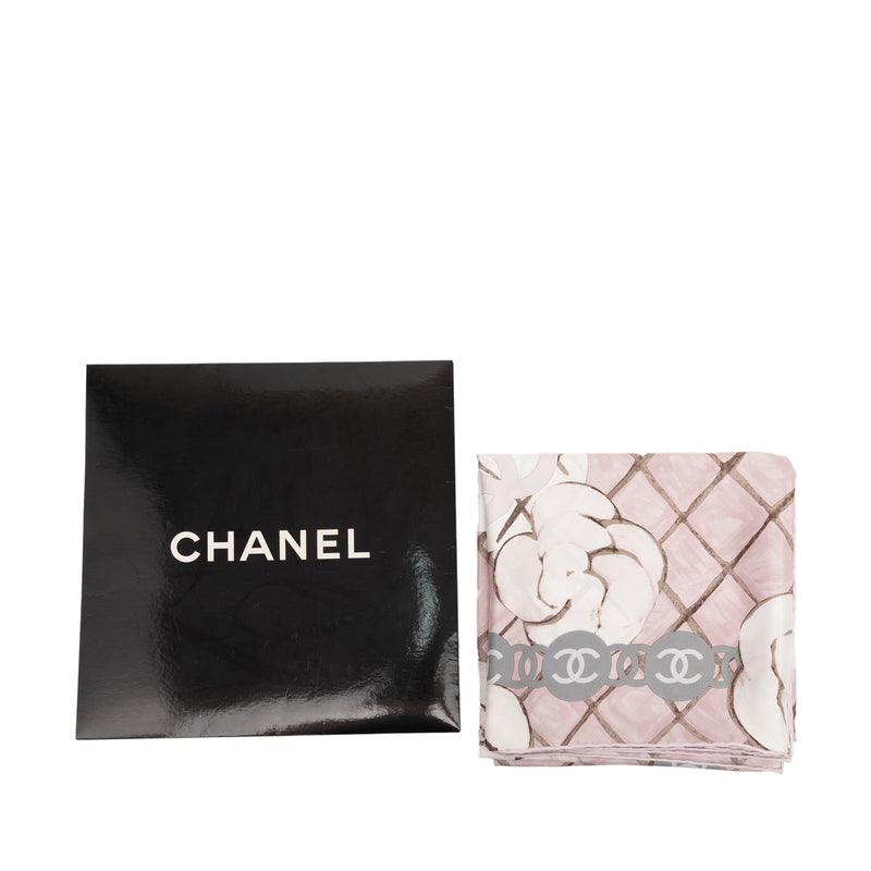 CC Camellia and Quilted Printed Silk Scarf 90 - Image 7