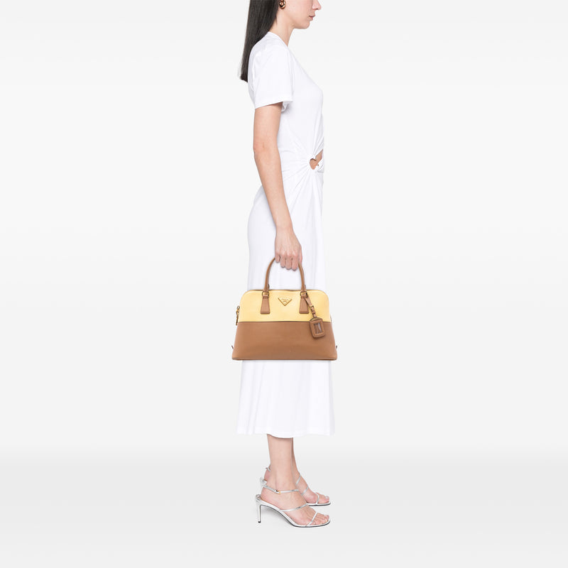 Medium Bicolor Saffiano Lux Promenade Satchel - Image 6