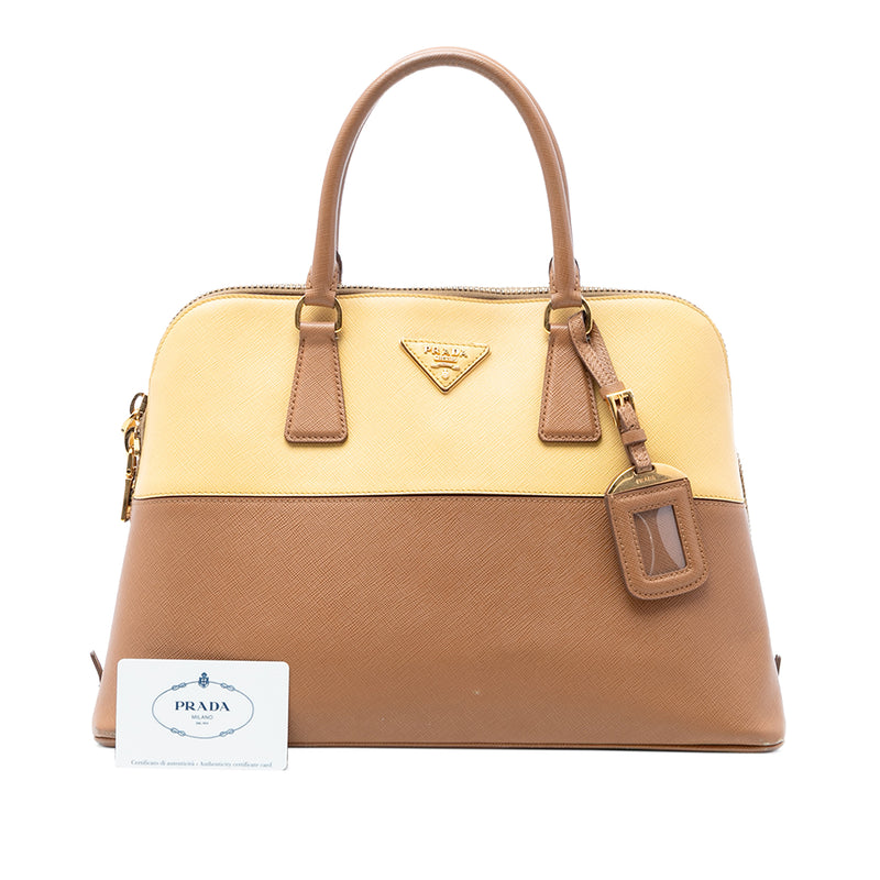 Medium Bicolor Saffiano Lux Promenade Satchel - Image 7