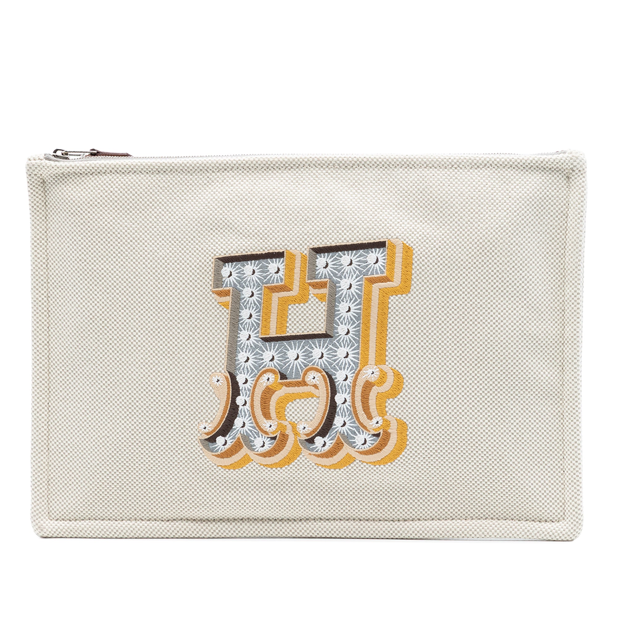 H Canvas Embroidered Electrique Flat Case - Image 1