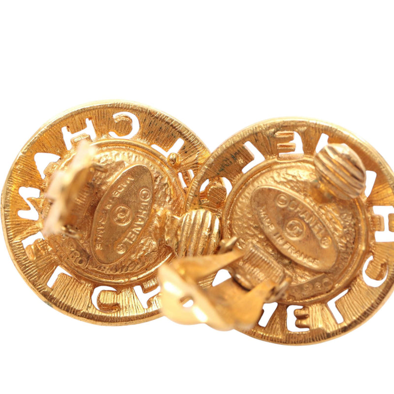 Gold Plated Faux Pearl Logo Clip On Earrings - Image 3