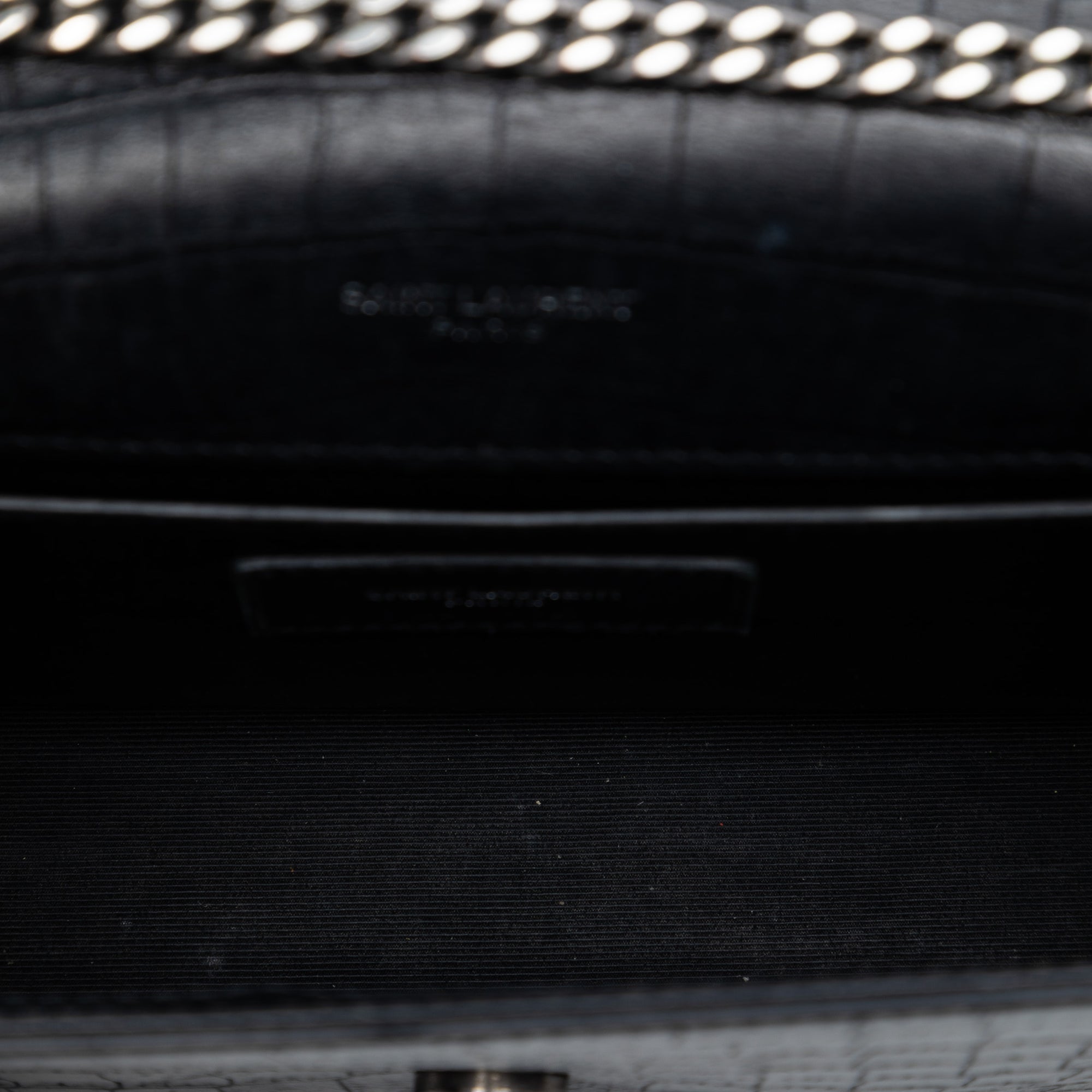 Croc Embossed Leather Monogram Kate Tassel Wallet on Chain - Image 4