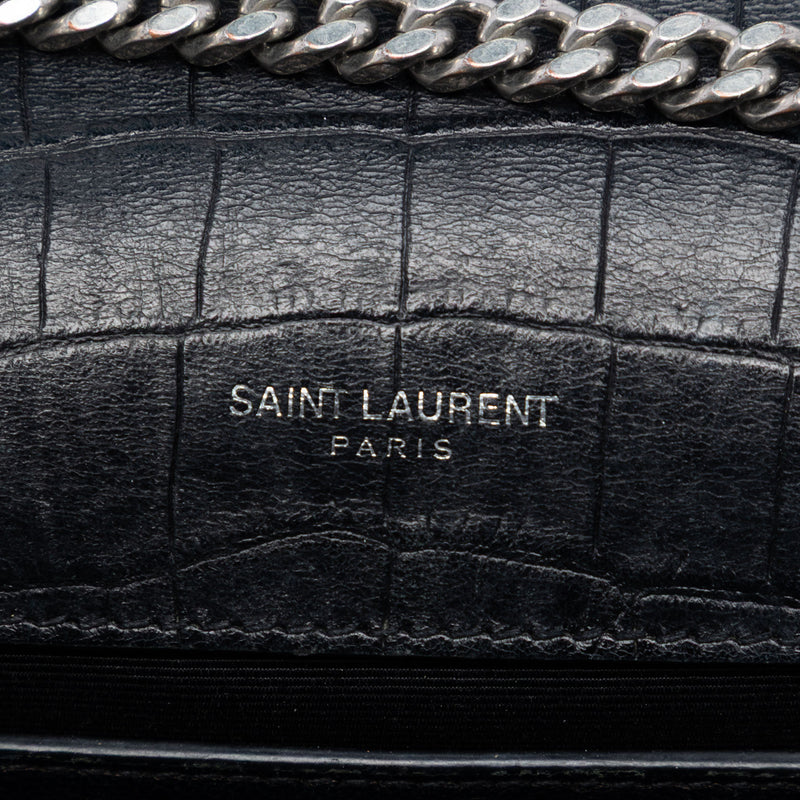 Croc Embossed Leather Monogram Kate Tassel Wallet on Chain - Image 5