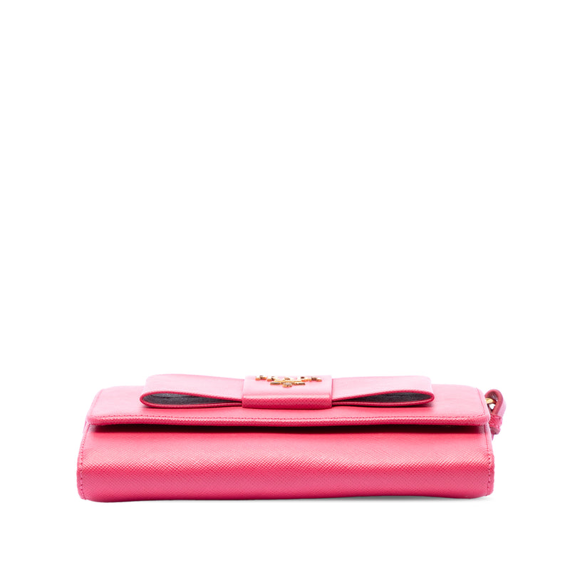 Saffiano Lux Bow Wallet On Strap - Image 3