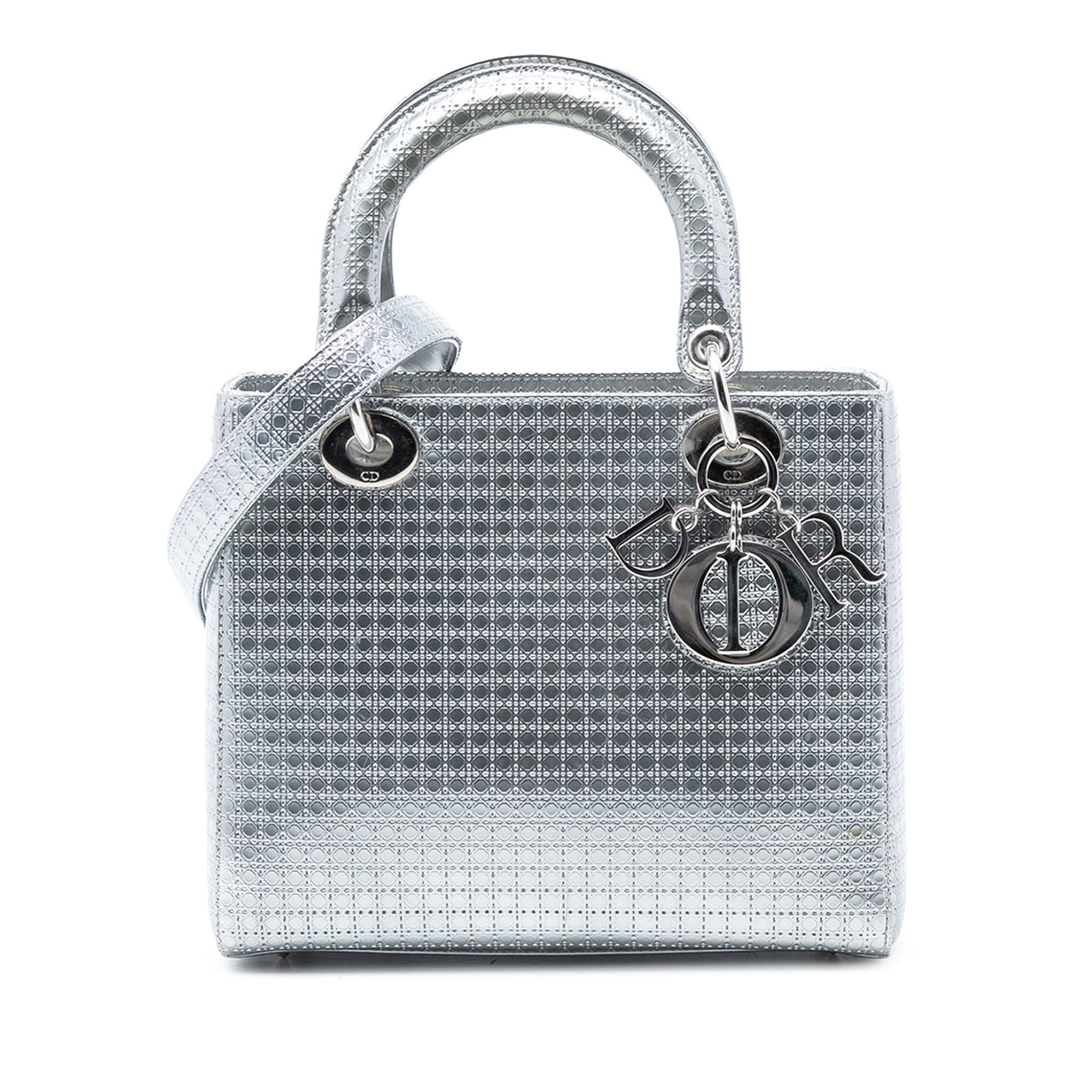 Medium Metallic Patent Microcannage Lady Dior - Image 1