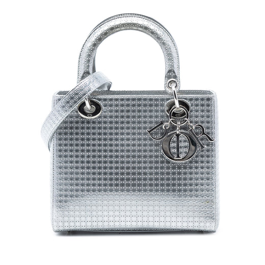 Medium Metallic Patent Microcannage Lady Dior - Image 1