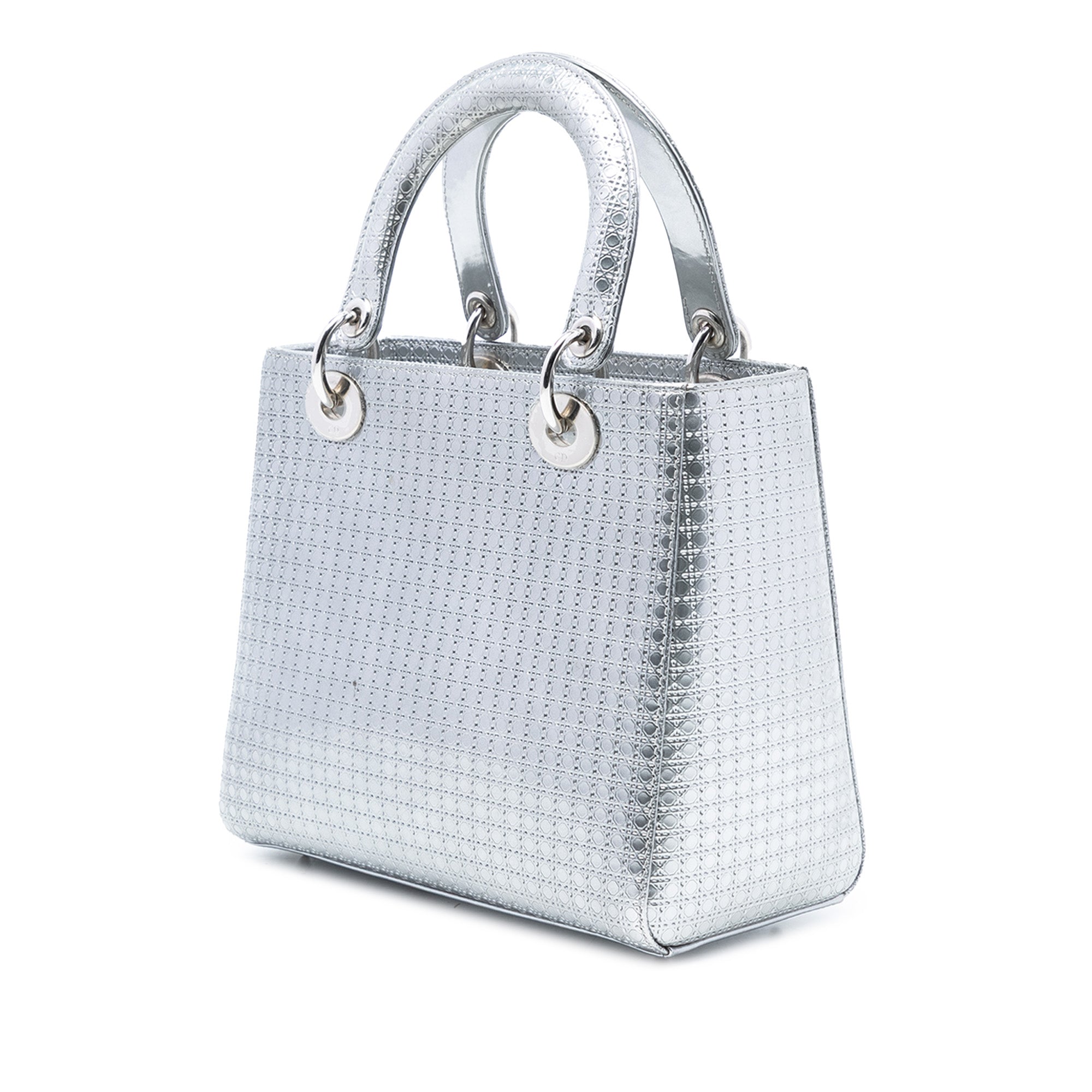 Medium Metallic Patent Microcannage Lady Dior - Image 2