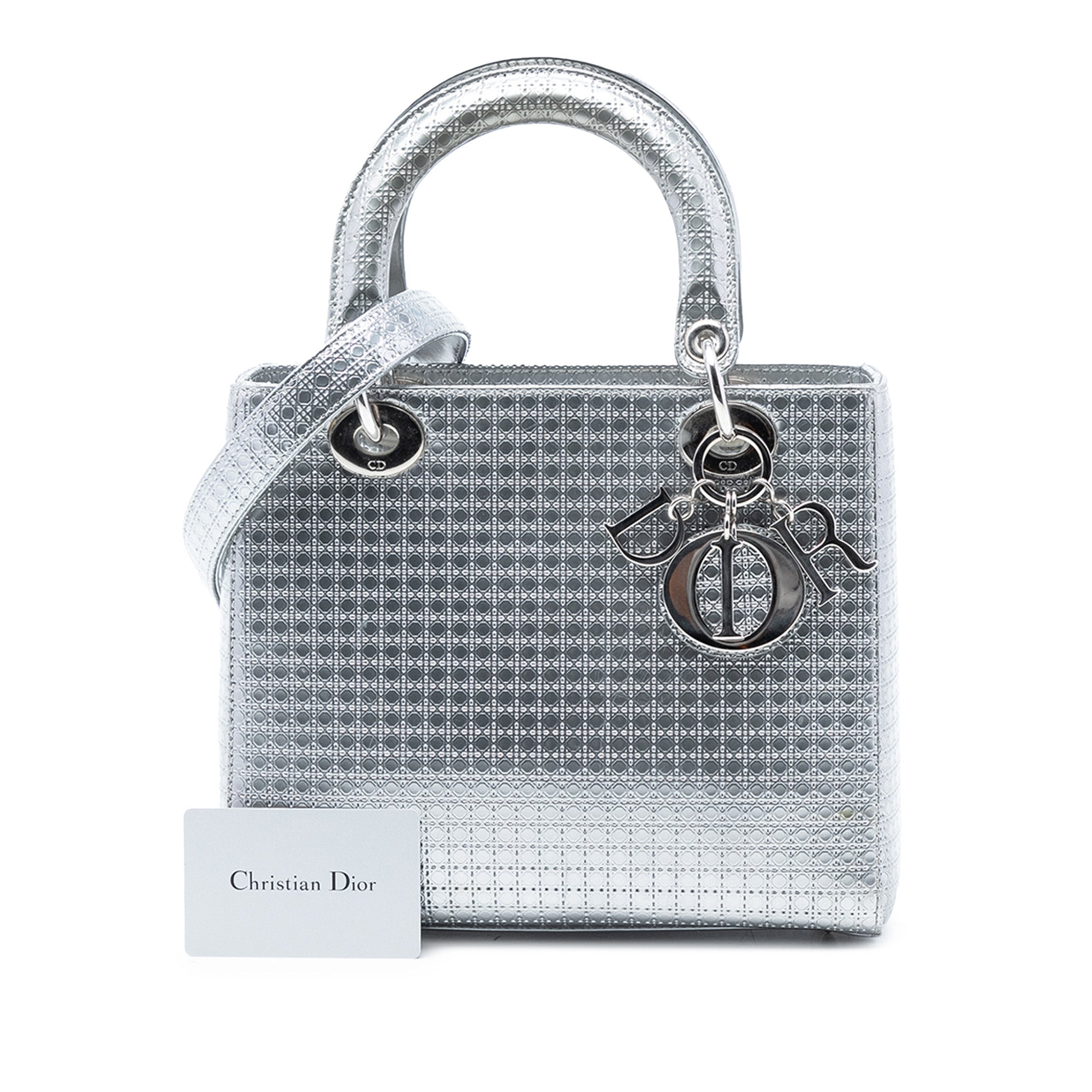 Medium Metallic Patent Microcannage Lady Dior - Image 8